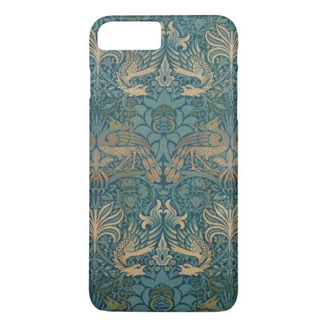 William Morris-Pfau-und Drache-Textilentwurf Case-Mate iPhone Hülle (Rückseite)