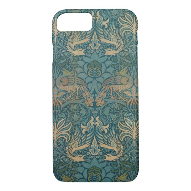 William Morris-Pfau-und Drache-Textilentwurf Case-Mate iPhone Hülle (Rückseite)