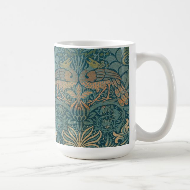 William Morris-Pfau-und Drache-Textilentwurf Kaffeetasse (Rechts)