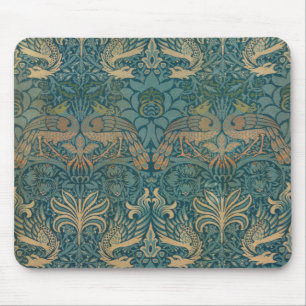 William Morris-Pfau-und Drache-Textilentwurf Mousepad