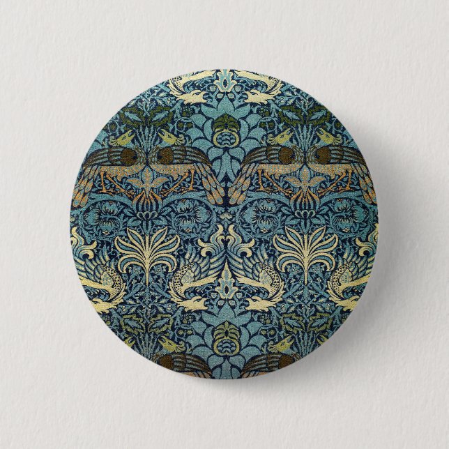 William Morris Pfau und Drache Webdesign Button (Vorderseite)