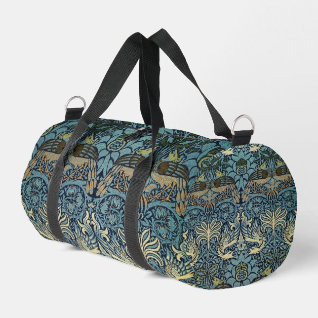 William Morris Pfau und Drache Webdesign Duffle Bag (Linke Seite)