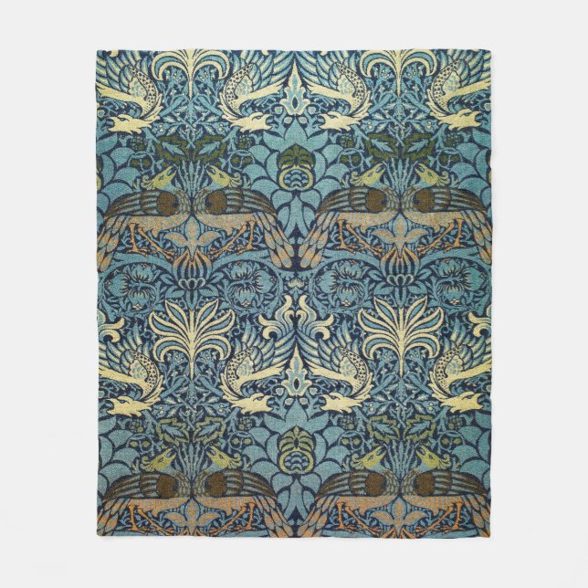 William Morris Pfau und Drache Webdesign Fleecedecke (Vorderseite)