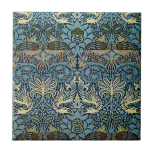 William Morris Pfau und Drache Webdesign Fliese