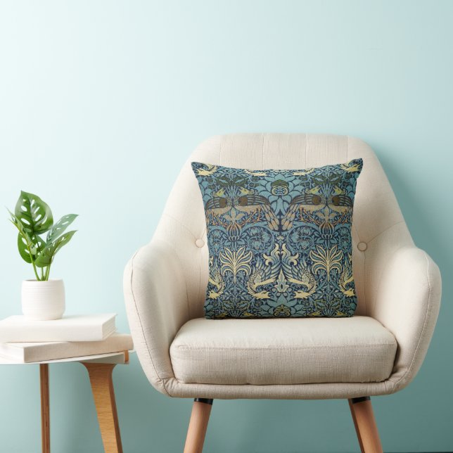 William Morris Pfau und Drache Webdesign Kissen (Stuhl )