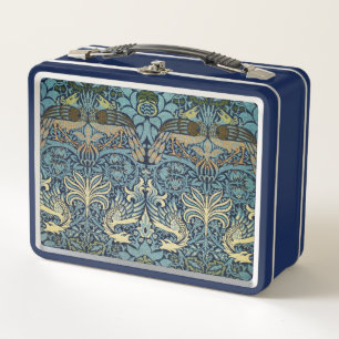 William Morris Pfau und Drache Webdesign Metall Brotdose
