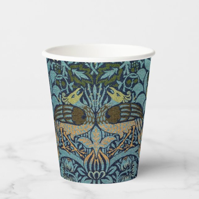 William Morris Pfau und Drache Webdesign Pappbecher (Vorderseite)