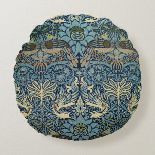 William Morris Pfau und Drache Webdesign Rundes Kissen