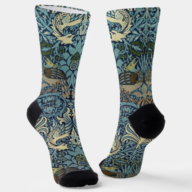 William Morris Pfau und Drache Webdesign Socken (Gewinkelt)