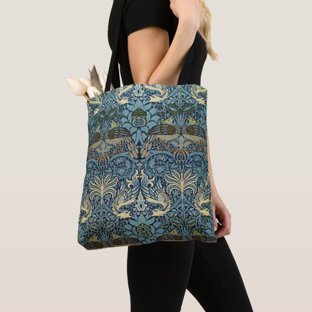 William Morris Pfau und Drache Webdesign Tasche (Von Nahem)