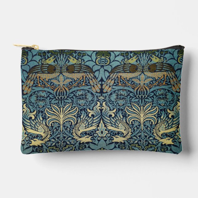 William Morris Pfau und Drache Webdesign Zubehörtasche (Vorderseite)