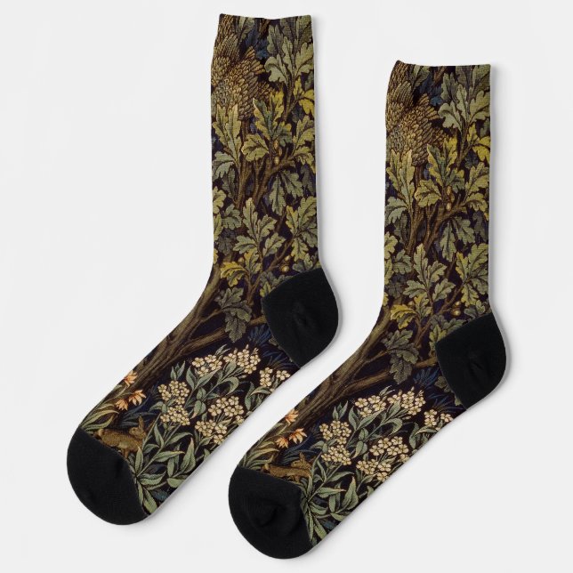 William Morris - Pheasant Bird Tree Botanical Socken (Linkes Detail)