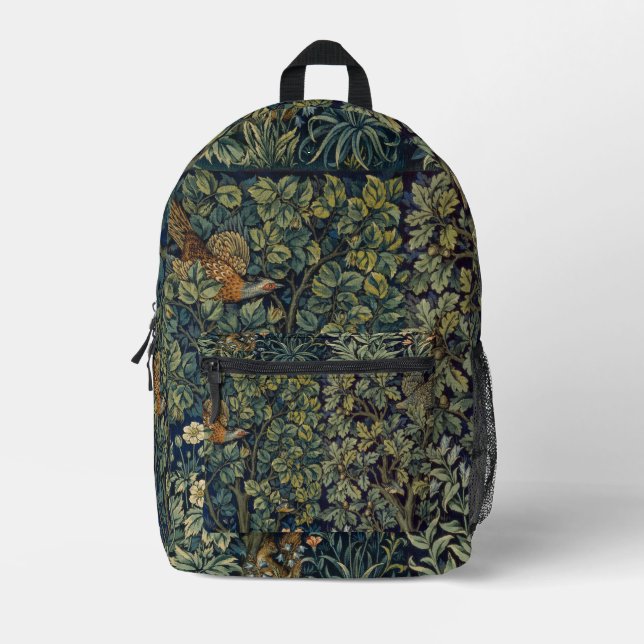 William Morris Pheasant Bird Tree Woodland Bedruckter Rucksack (Vorderseite)