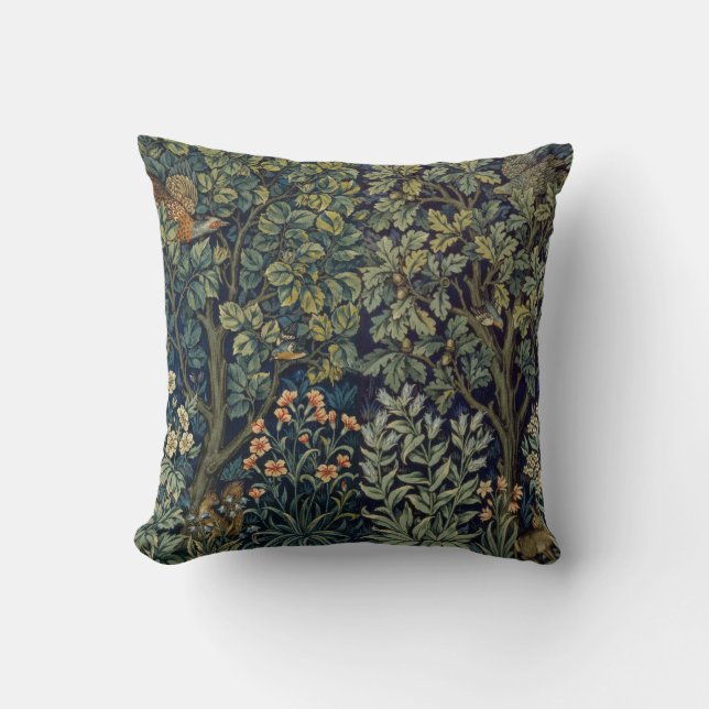 William Morris Pheasant Bird Tree Woodland Kissen (Vorderseite)