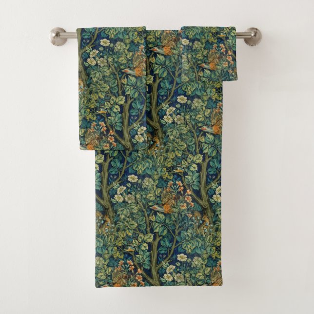 William * Morris Phesant Bird Forest Badhandtuch Set (Insitu)