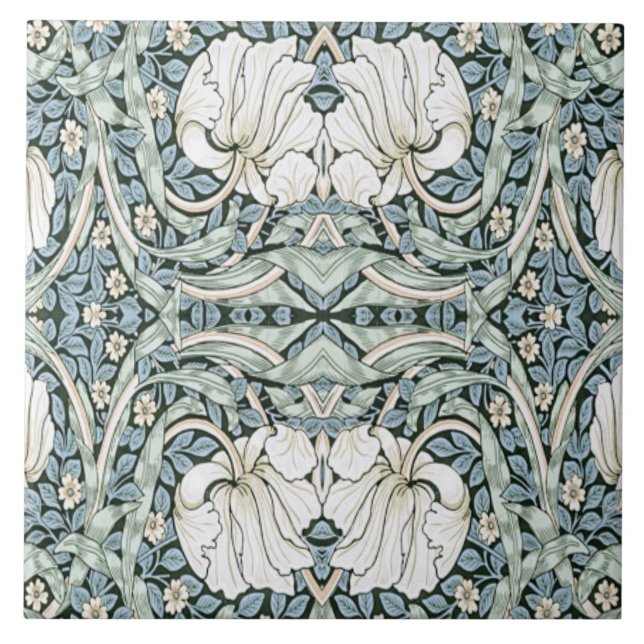 William Morris Pimpernel Blau Intricates Muster  Fliese (Vorderseite)