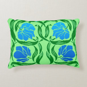 William Morris Pimpernel, Blau und Limettengrün Zierkissen