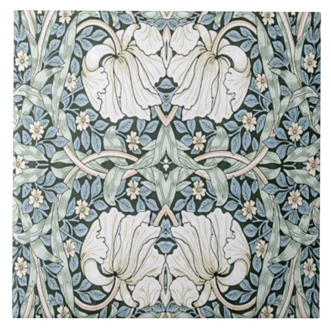 William Morris Pimpernel Blue Intricate Pattern  Fliese (Vorderseite)