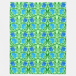 William Morris Pimpernel, Blue & Lime Green Fleecedecke