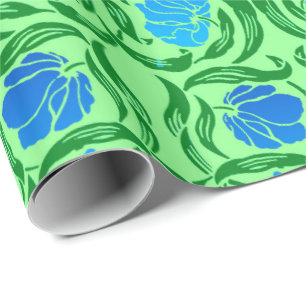 William Morris Pimpernel, Blue & Lime Green Geschenkpapier