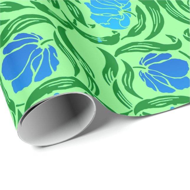 William Morris Pimpernel, Blue & Lime Green Geschenkpapier (Rolleneckpunkt)