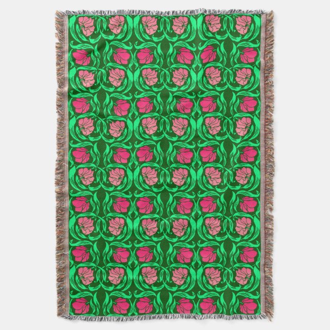 William Morris Pimpernel, Coral Pink und Green Decke (Vorderseite Vertikal)