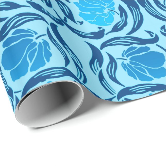 William Morris Pimpernel, Denim & Hellblau Geschenkpapier (Rolleneckpunkt)