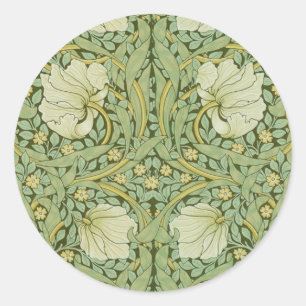 William Morris Pimpernel Floral Blaues Tapetenmust Runder Aufkleber