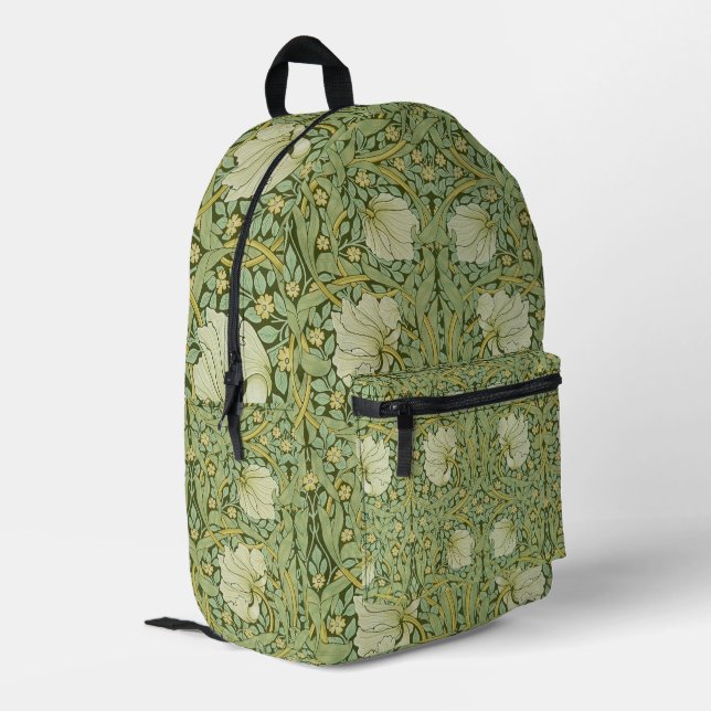 William Morris Pimpernel Floral Blue Wallpaper Bedruckter Rucksack (Rückseitige Ecke links)
