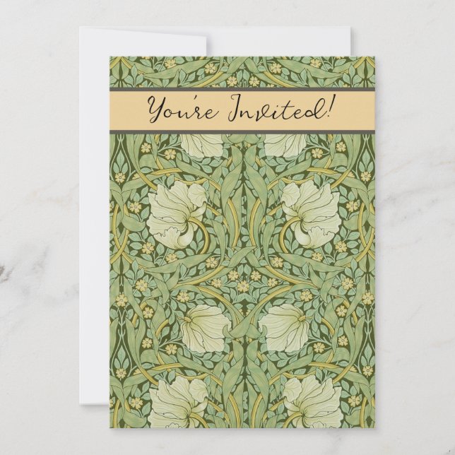 William Morris Pimpernel Floral Blue Wallpaper Einladung (Vorderseite)