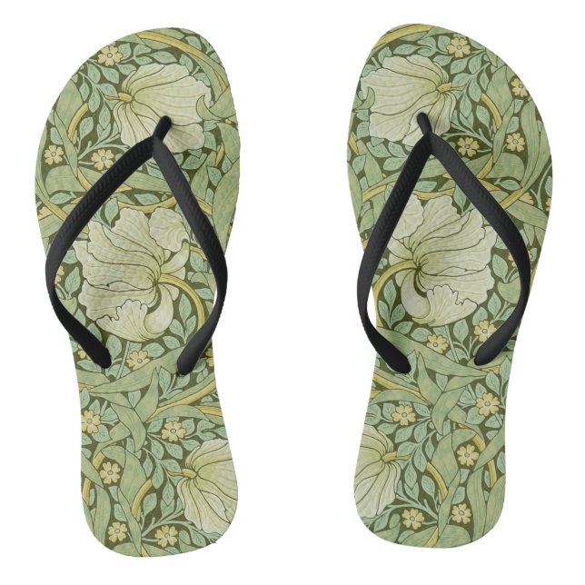 William Morris Pimpernel Floral Blue Wallpaper Flip Flops (Fußbett)