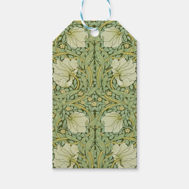 William Morris Pimpernel Floral Blue Wallpaper Geschenkanhänger (Vorderseite)