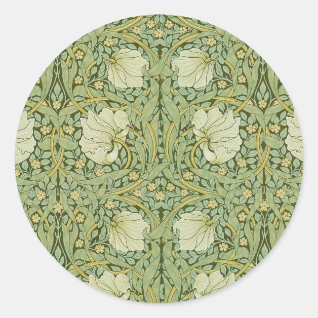 William Morris Pimpernel Floral Blue Wallpaper Runder Aufkleber (Vorderseite)