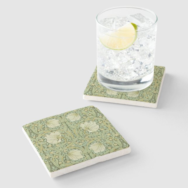 William Morris Pimpernel Floral Blue Wallpaper Steinuntersetzer (Seitenansicht)