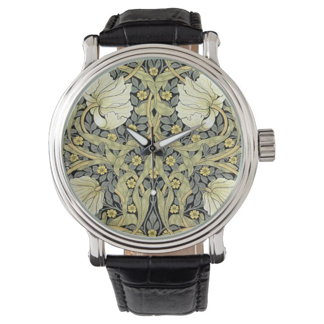 William Morris Pimpernel Floral Wallpaper Armbanduhr (Vorderseite)