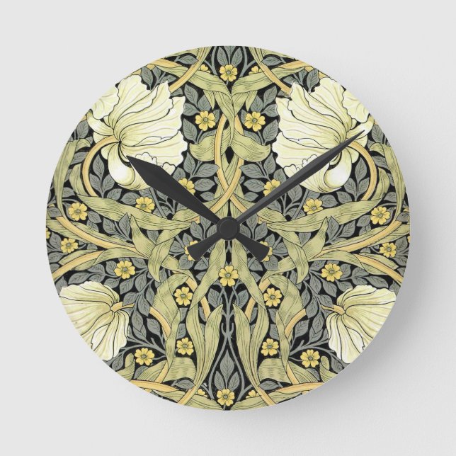 William Morris Pimpernel Floral Wallpaper Runde Wanduhr (Vorderseite)