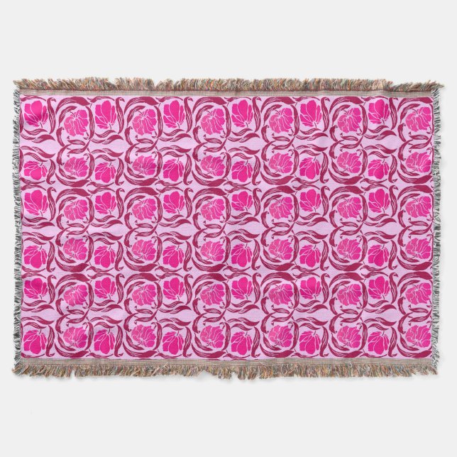 William Morris Pimpernel, Fuchsia & Light Pink Decke (Vorderseite)