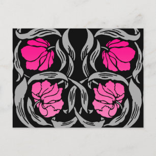 William Morris Pimpernel, Fuchsia Pink und Black Postkarte