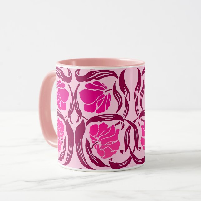 William Morris Pimpernel, Fuchsienrot & Hellrosa  Tasse (Vorderseite Links)