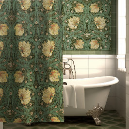 William Morris Pimpernel Green Art Nouveau Floral Duschvorhang
