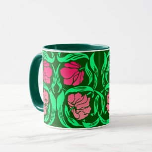 William Morris Pimpernel, Korallenrosa und Grün Tasse