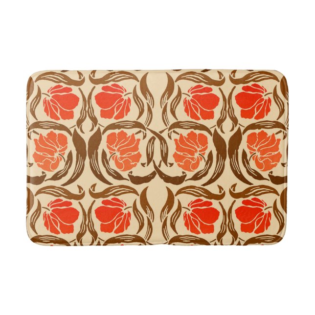 William Morris Pimpernel, Mandarin Orange & Braun Badematte (Vorderseite)
