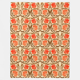 William Morris Pimpernel, Mandarin Orange & Braun Fleecedecke
