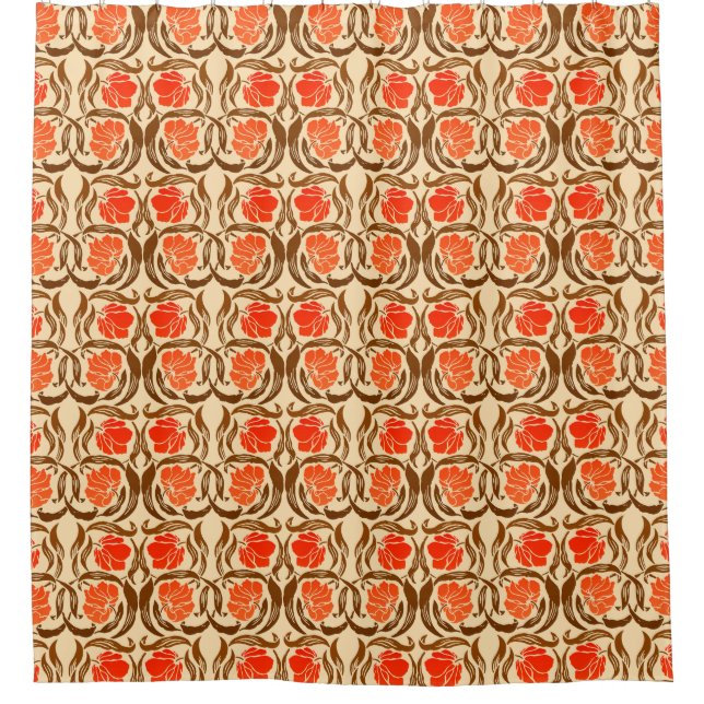 William Morris Pimpernel, Mandarin Orange & Brown Duschvorhang (Vorderseite)