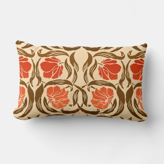 William Morris Pimpernel, Mandarin Orange & Brown Lendenkissen (Vorderseite)