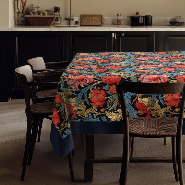 William Morris Pimpernel Pastellblau pinkrot Tischdecke (William Morris Pimpernel pastel blue pink red Tablecloth)