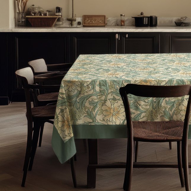 William Morris Pimpernel Pastellgrün Elfenbeinblau Tischdecke (William Morris Pimpernel pastel green ivory blue Tablecloth)