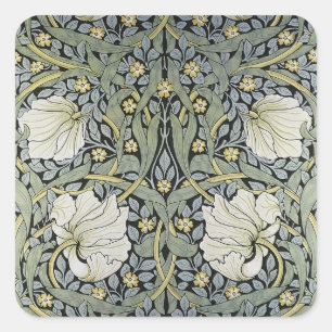 William Morris - Pimpernel Pattern Design Quadratischer Aufkleber