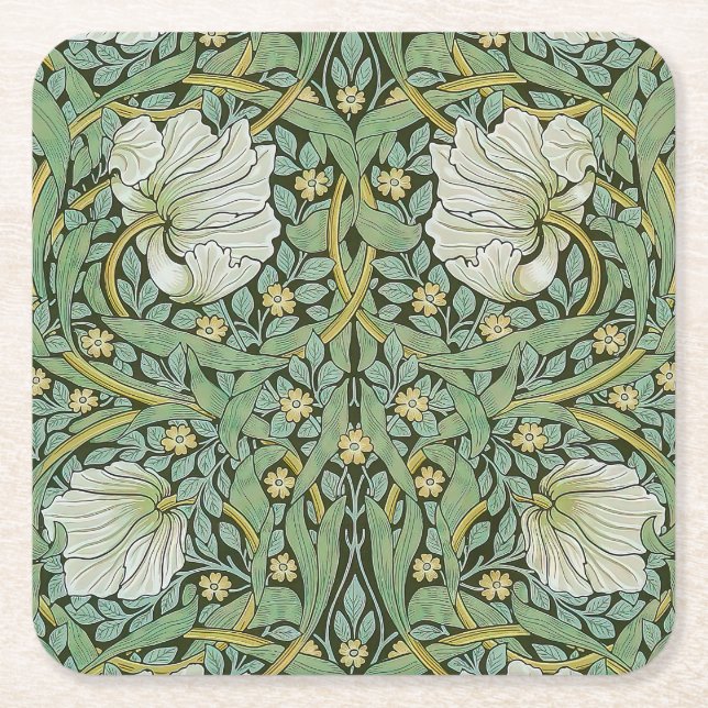 William Morris - Pimpernel Rechteckiger Pappuntersetzer (Vorderseite)