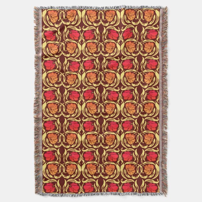 William Morris Pimpernel, Rostorange und Braun  Decke (Vorderseite Vertikal)